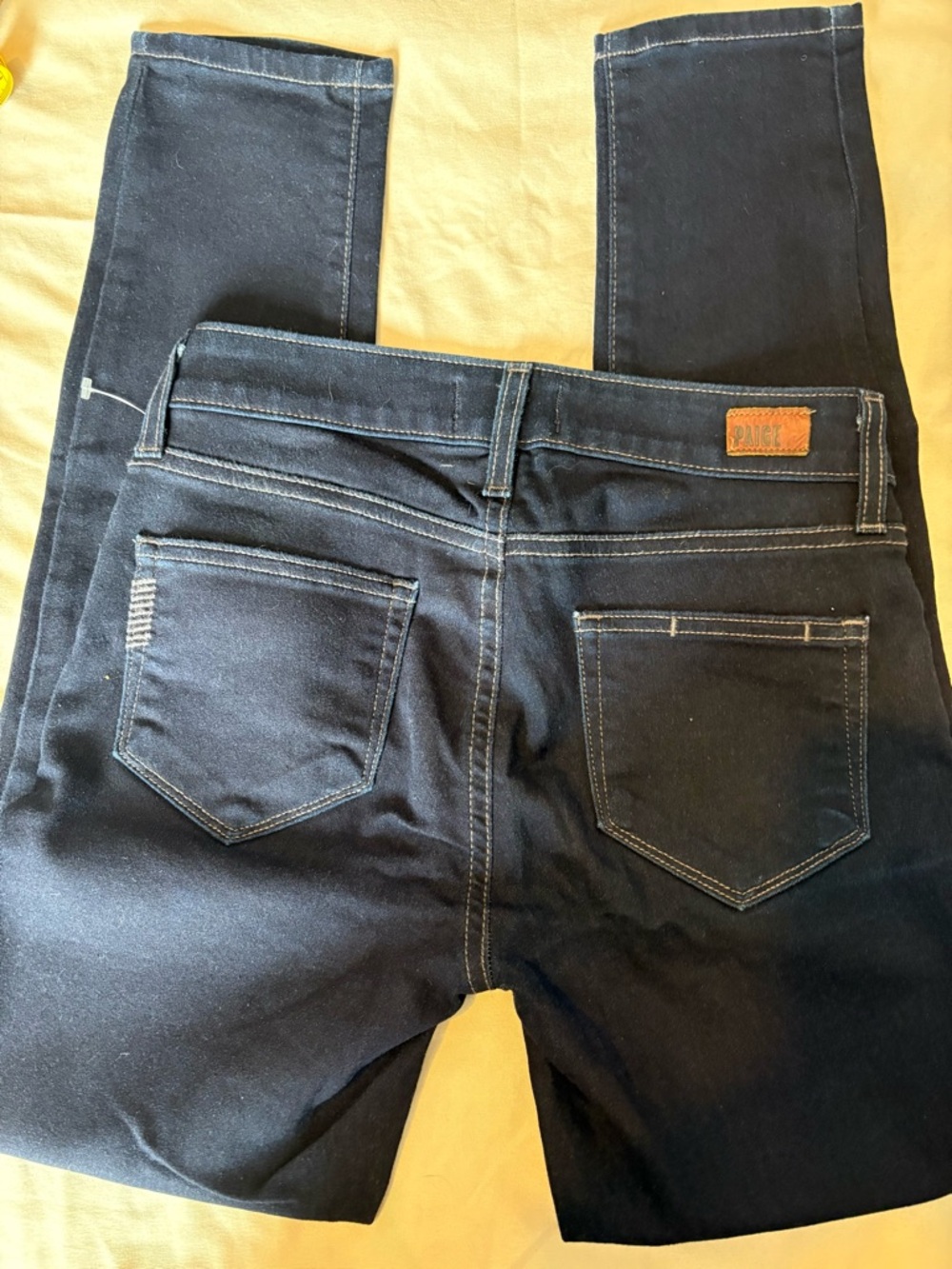 PAIGE Navy Skinny Jeans with Contrast Stitching